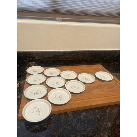 12 Enamelware Coasters “Cafe du Soleil” - Picture 10 of 10